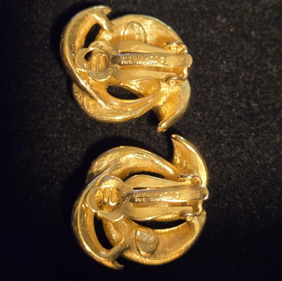 Vintage Givenchy Goldtone Clip Earrings - Picture 3 of 5